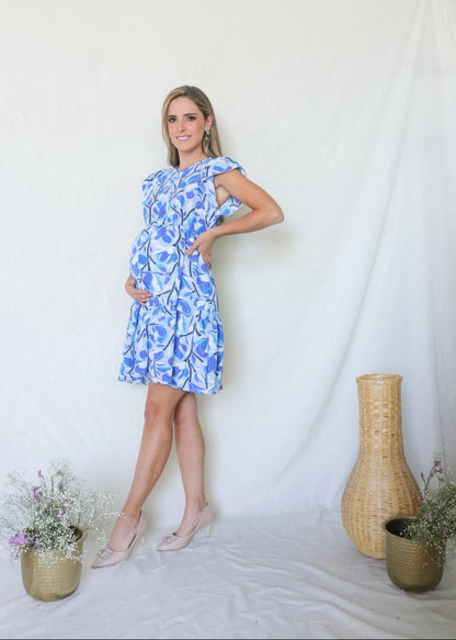 Vestido de maternidad, Anna azul tallos CH