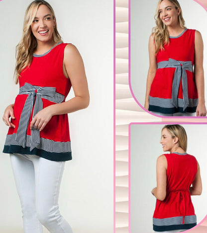 Blusa de maternidad sin mangas, con moño