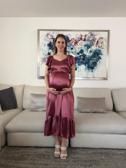 Vestido de Maternidad, Cristina rosa quemado satin CH