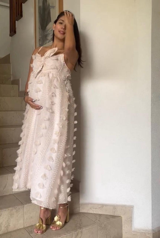Vestido Manuela de maternidad y lactancia, beige textura