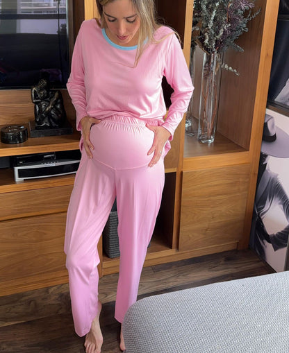 Pijama maternidad y lactancia Rosa