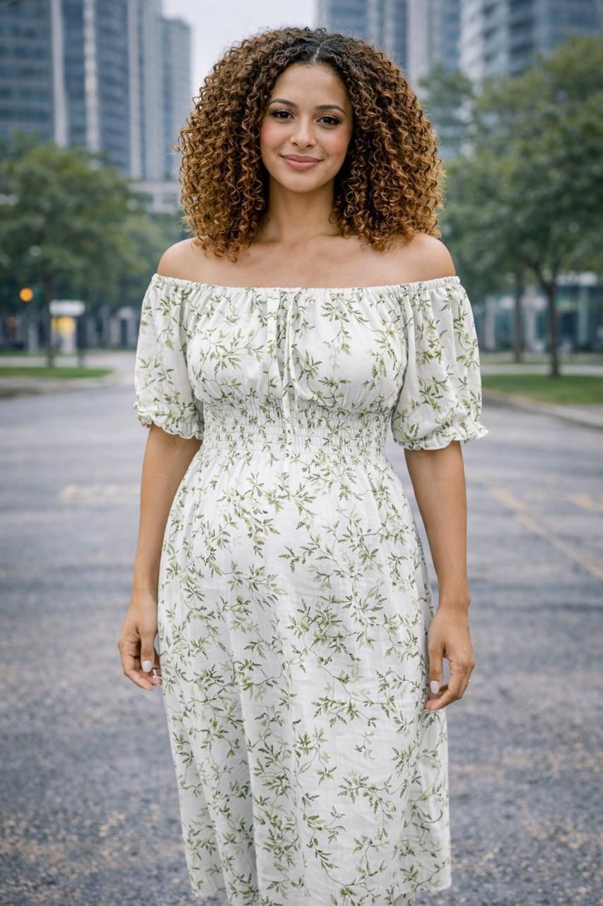 Vestido strapless flores liston