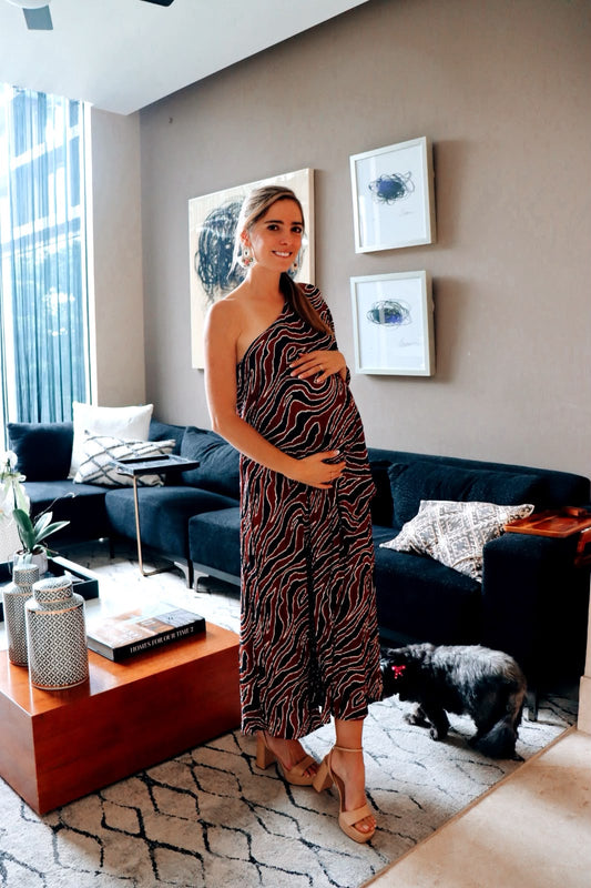 Vestido de maternidad Ilya rojo corrugado