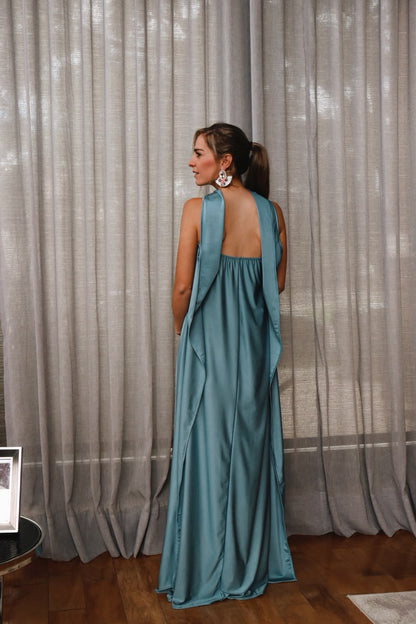 Vestido de Maternidad Adela aqua brilloso