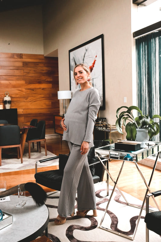 Conjunto de maternidad Cinthya, gris rombos caliente