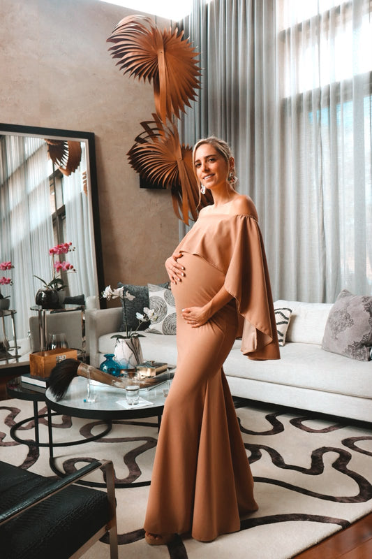 Vestido de maternidad Amparo, camel
