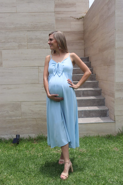 Vestido Manuela de maternidad y lactancia, azul ice madrid