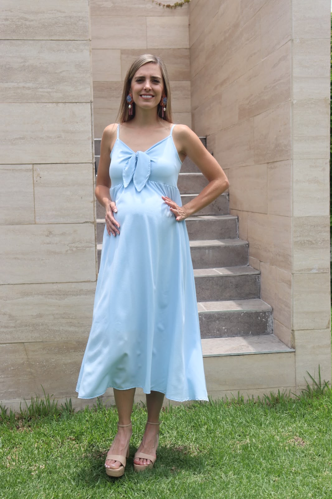 Vestido Manuela de maternidad y lactancia, azul ice madrid