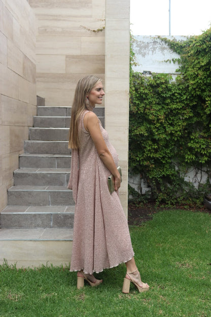 Vestido de maternidad Sonia, lentejuelas beige