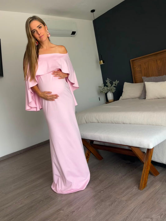 Vestido de maternidad Amparo, rosa bebé licra