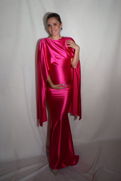 Vestido de maternidad Aline, rosa barbie licra