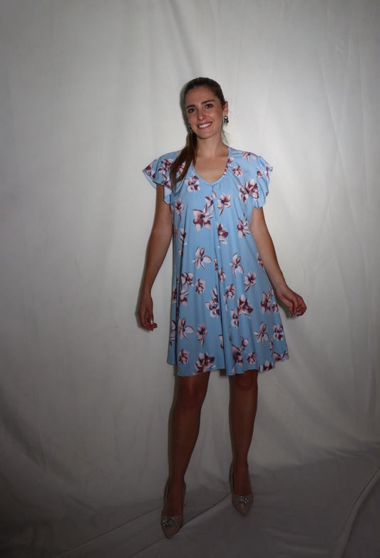 Vestido de maternidad y lactancia, Bertha azul flores