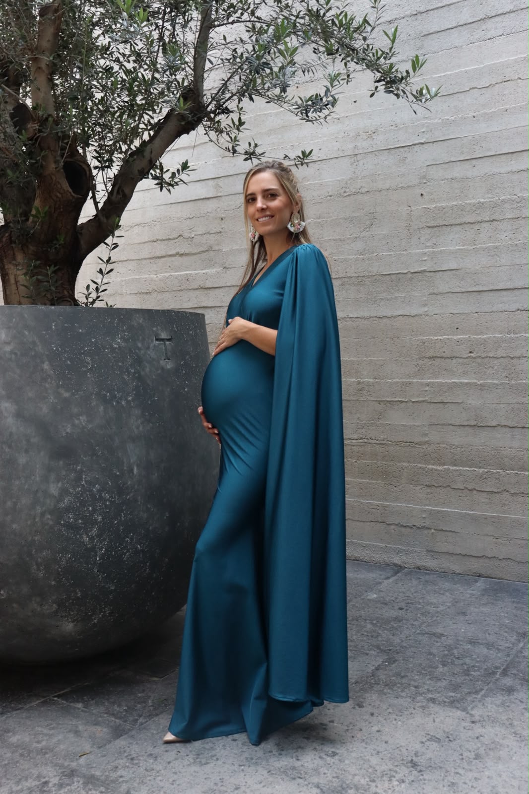 Vestido de maternidad Eliana, azul verdoso licra