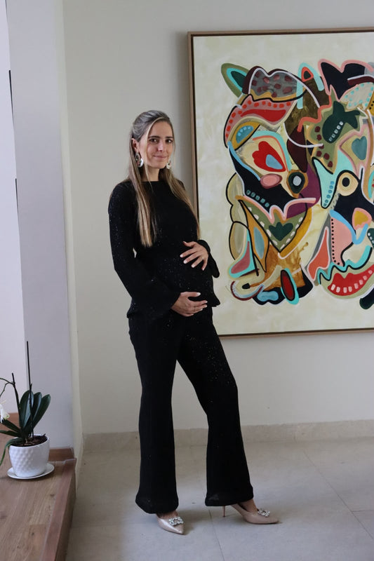 Conjunto de maternidad Mayte, negro lentejuelas