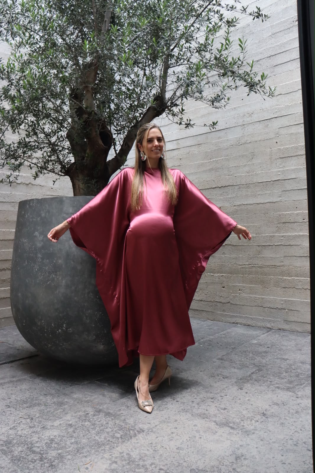 Vestido de maternidad Alana, rosa brilloso quemado