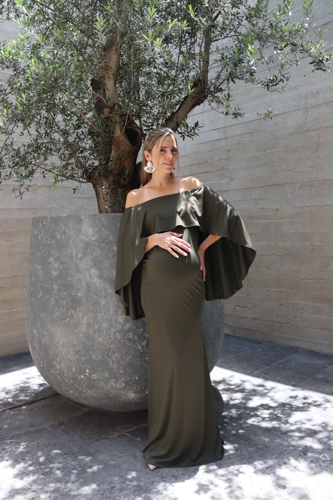Vestido de maternidad Amparo, verde olivo licra