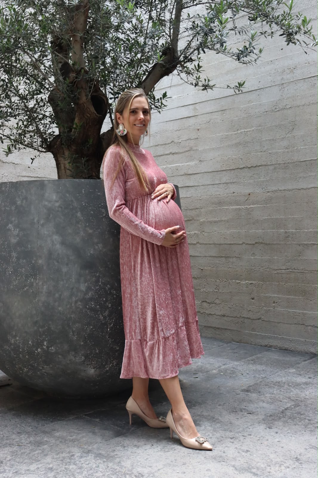 Vestido de maternidad, Gaby, Rosa terciopelo