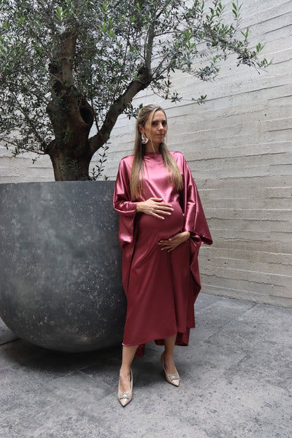 Vestido de maternidad Alana, rosa brilloso quemado