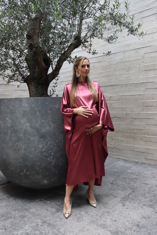 Vestido de maternidad Alana, rosa brilloso quemado