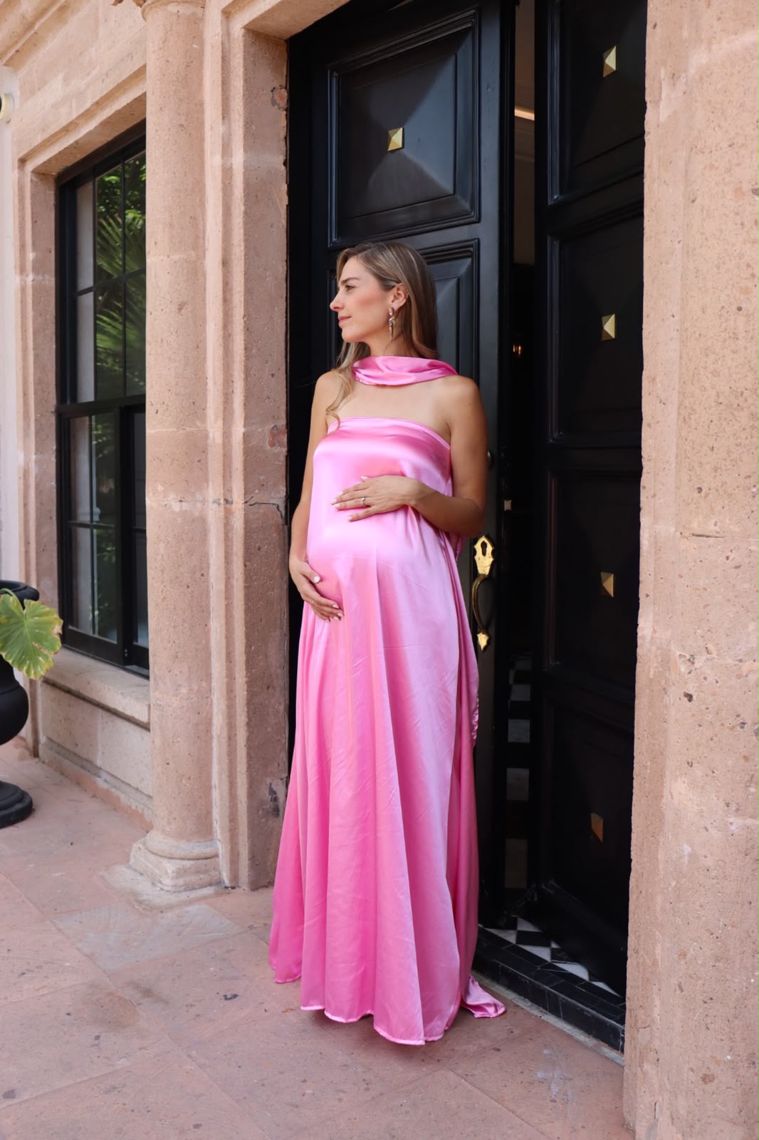 Vestido de Maternidad Adela rosa kirbi brilloso