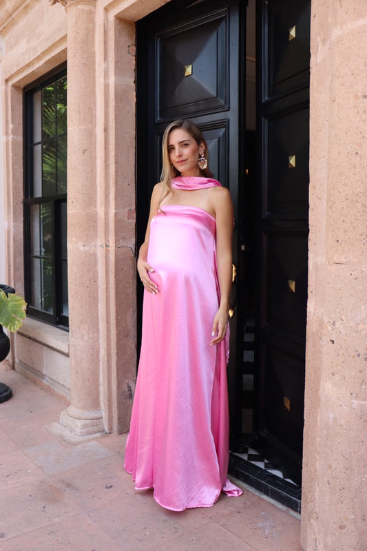 Vestido de Maternidad Adela rosa kirbi brilloso