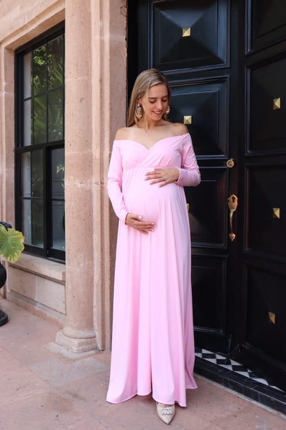 Vestido de maternidad sesión Alberta rosa chicle licra
