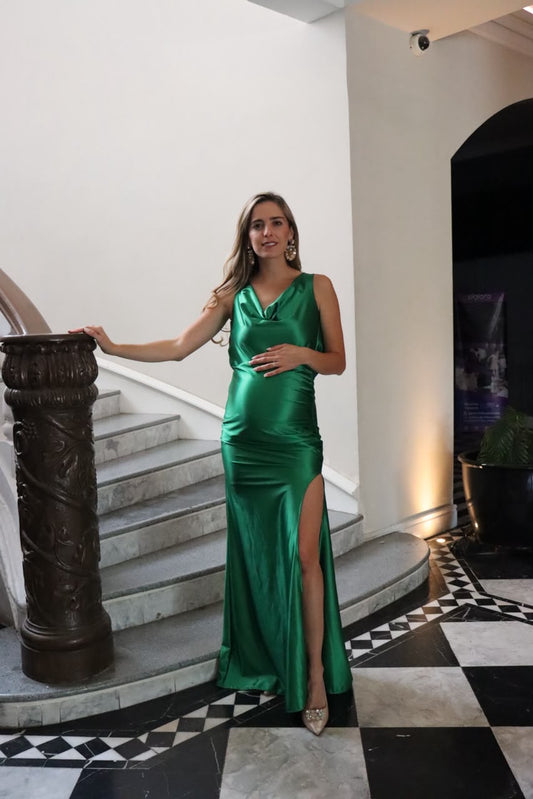 Vestido de maternidad Anahi, verde brilloso