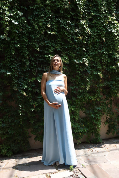 Vestido de Maternidad Adela azul jaspe