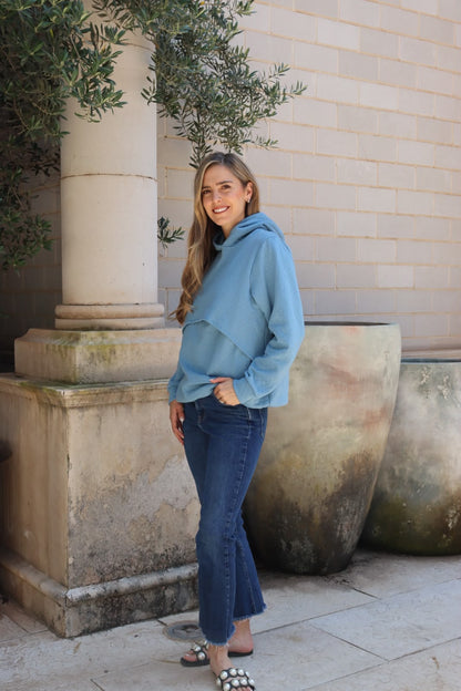 Sudadera de lactancia, gloria azul rombos
