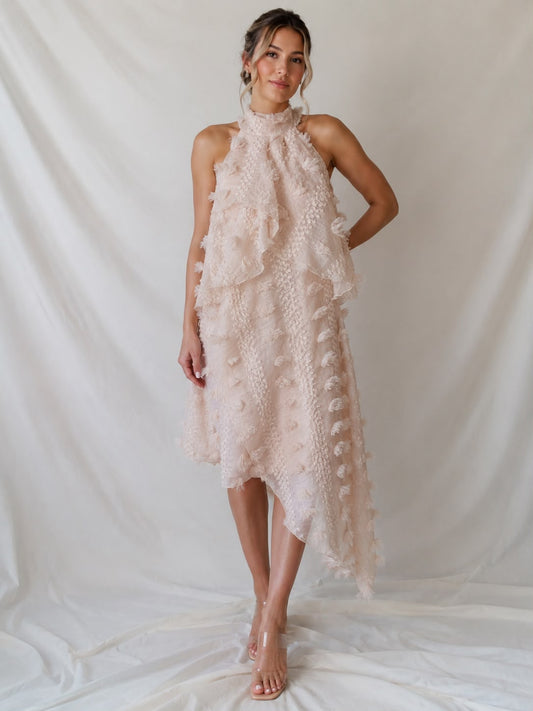 Vestido de maternidad y lactancia Ariel, beige textura