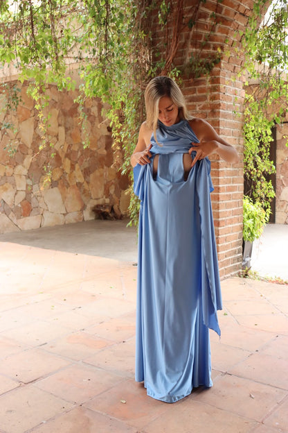 Vestido de maternidad y lactancia Ariel, azul claro