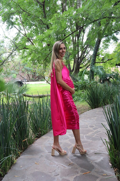 Vestido de maternidad, Liza rosa barbie brilloso
