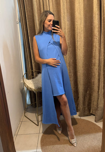Vestido Elena de maternidad azul piedra