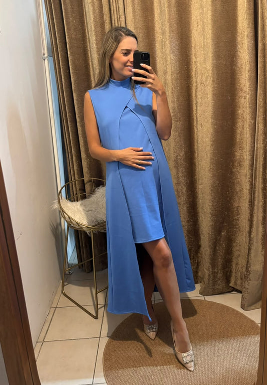 Vestido Elena de maternidad azul piedra