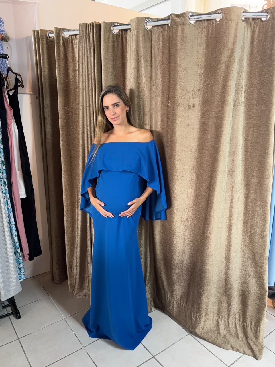 Vestido de maternidad Amparo, azul vivo vertigo