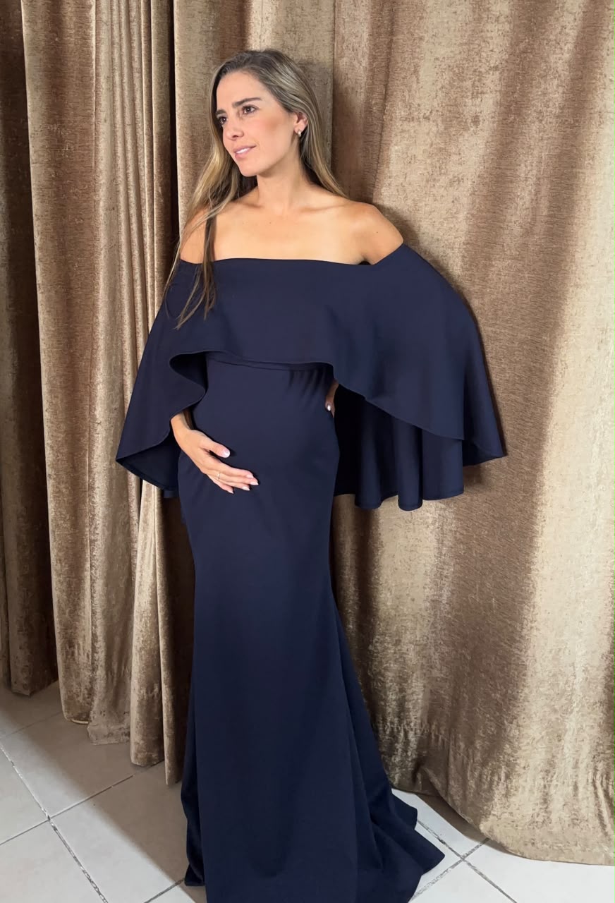 Vestido de maternidad Amparo, azul marino ponti roma