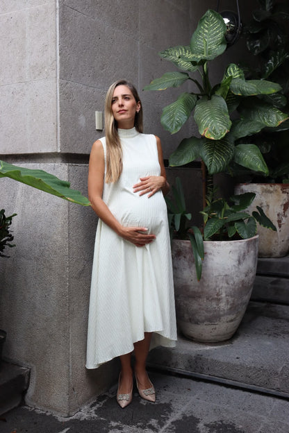 Vestido de maternidad Sonia, blanco rayas