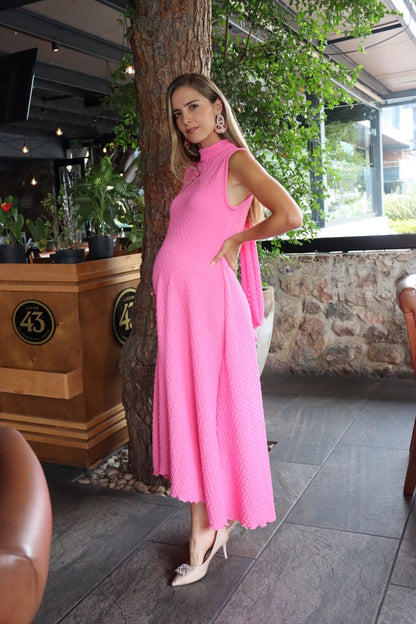 Vestido de maternidad Sonia, rosa kirbi textura