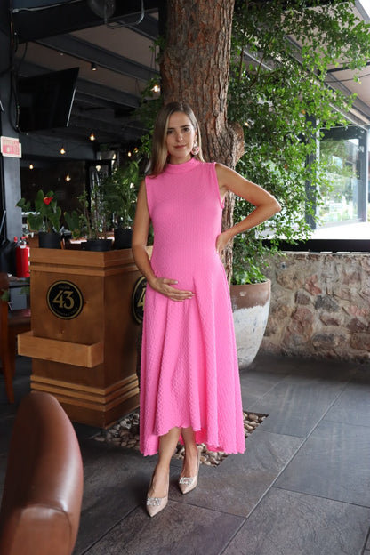 Vestido de maternidad Sonia, rosa kirbi textura