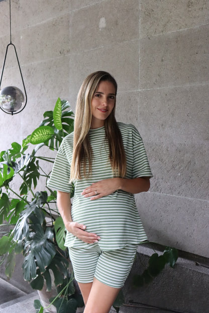 Conjunto de maternidad Mariel/ rayas verdes