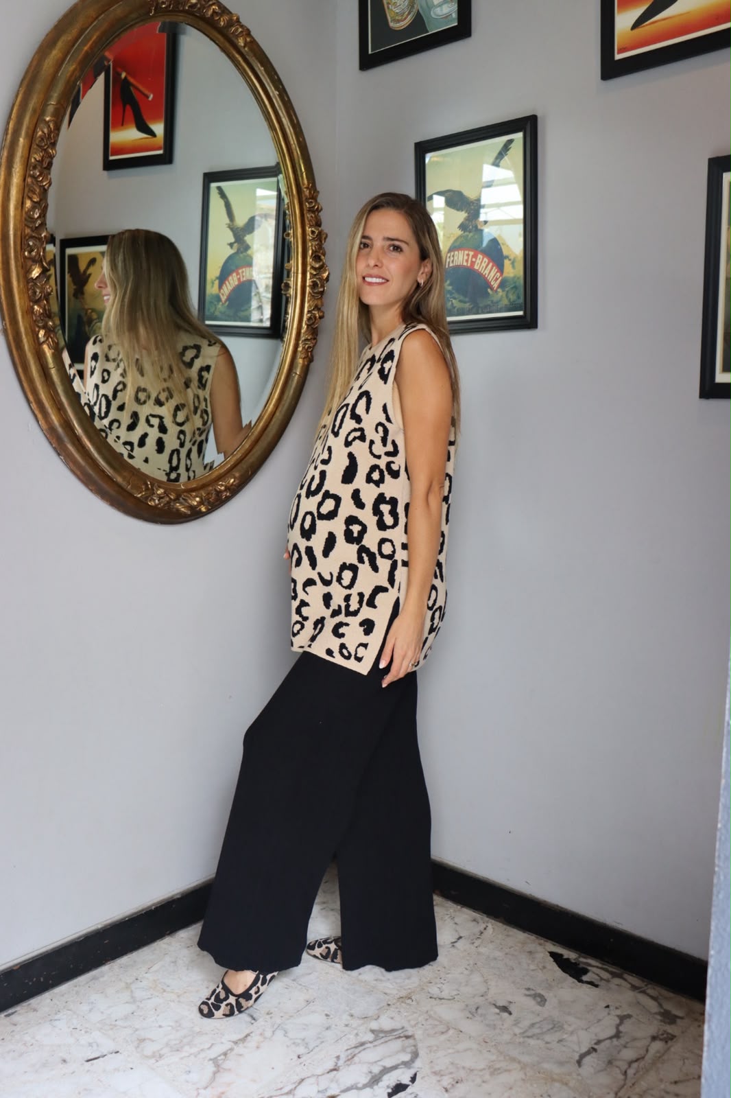 Conjunto de maternidad Top animal print/pantalón