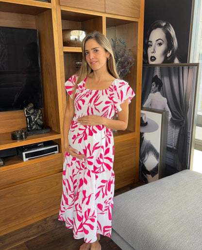 Vestido largo hojas