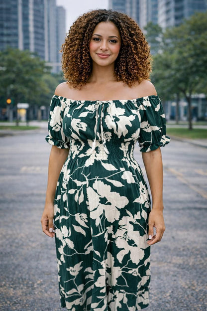 Vestido strapless flores