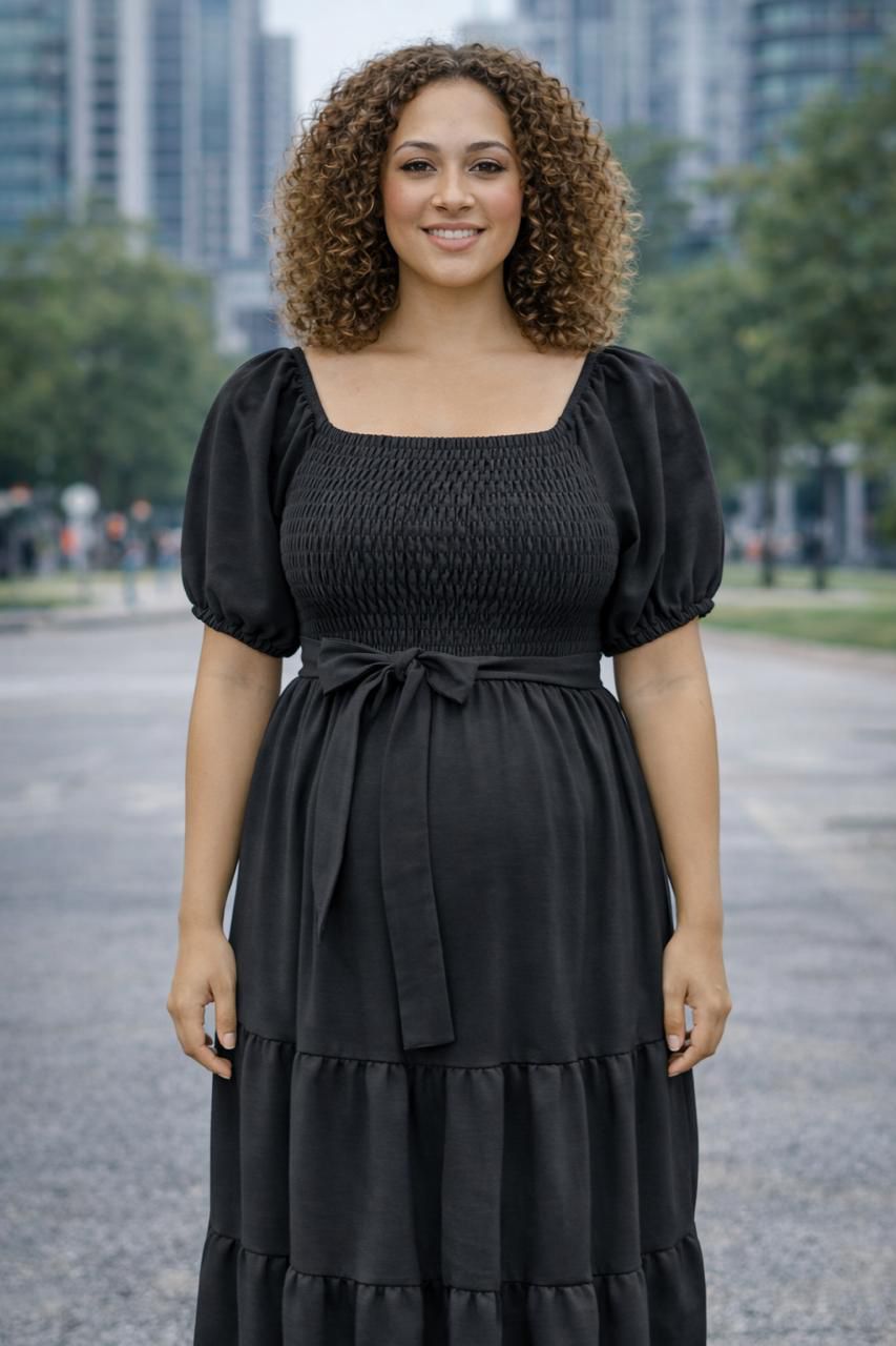 Vestido fruncido liston