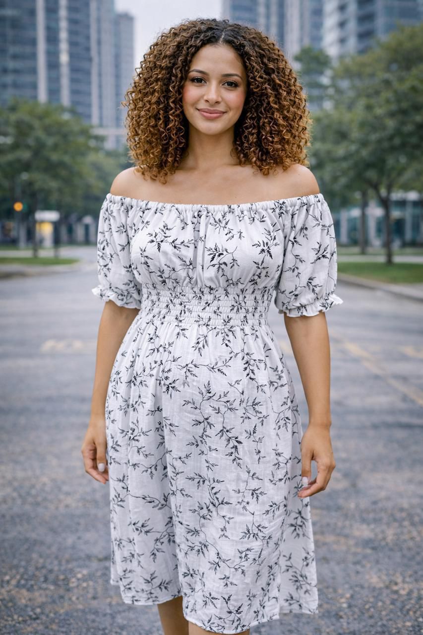 Vestido strapless flores liston