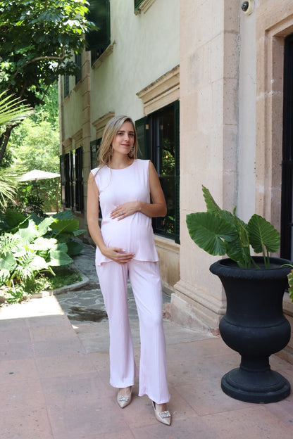 Conjunto de maternidad Mayte rosa franjas