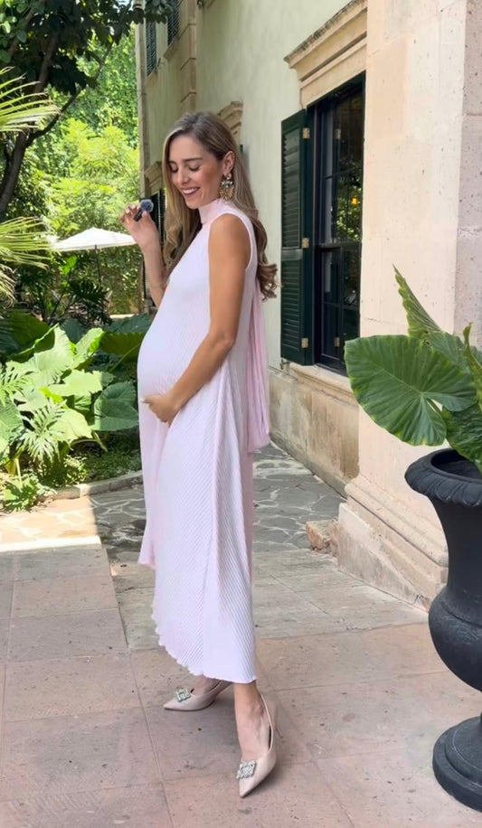Vestido de maternidad Sonia rayas rosa claro