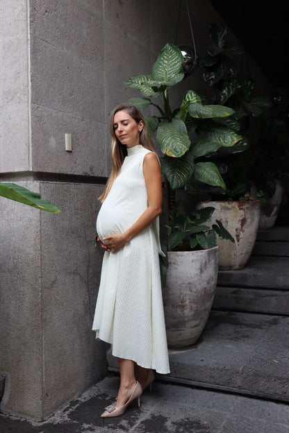 Vestido de maternidad Sonia, blanco rayas