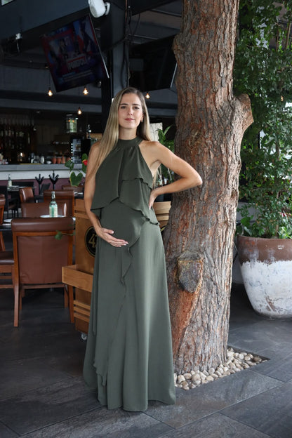 Vestido de maternidad y lactancia Ariel, verde olivo cey