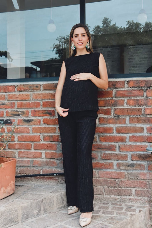 Conjunto de maternidad Mayte, negro corrugado